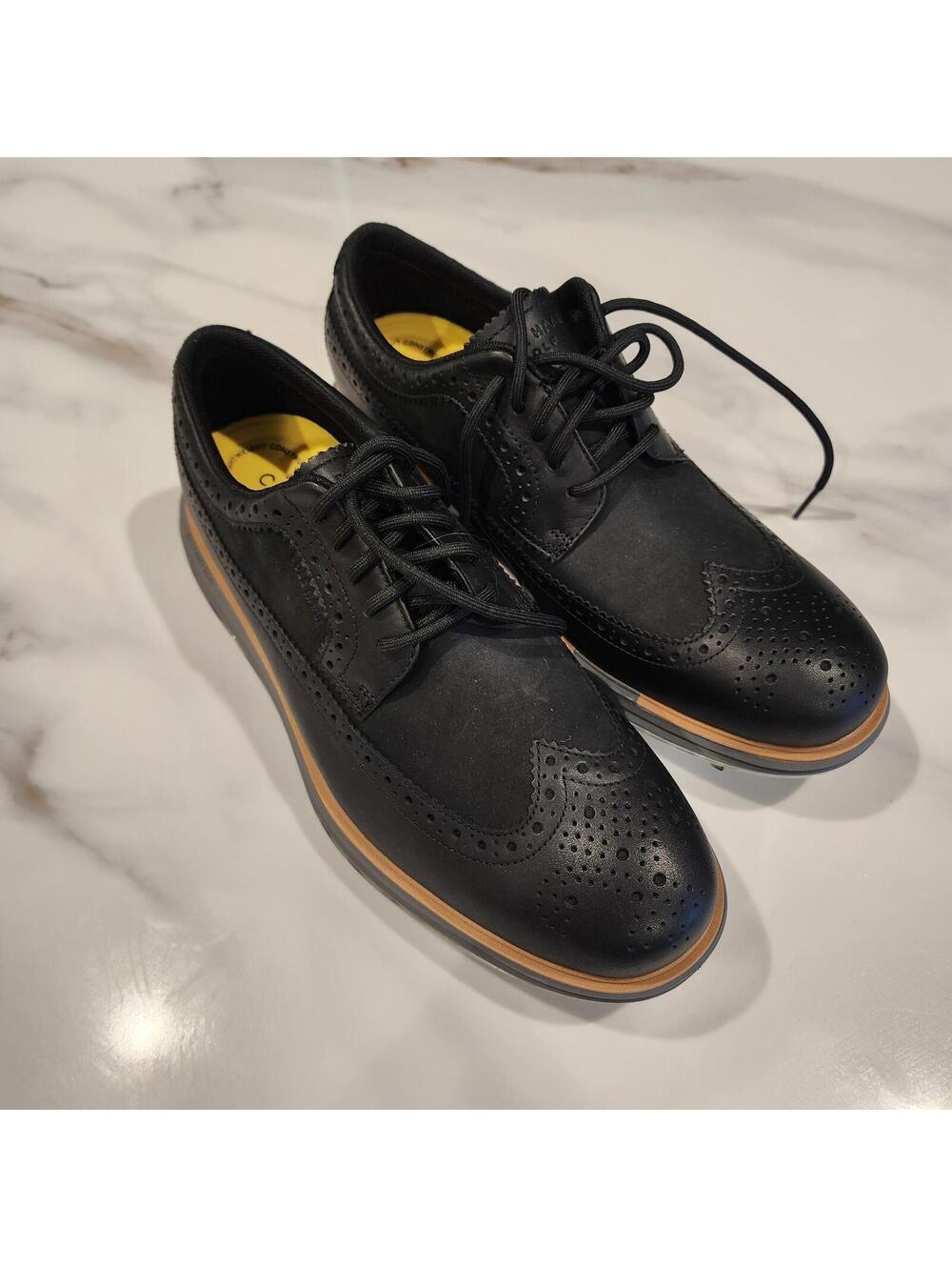 Cole Haan OriginalGrand Wingtip Golf Shoes Black Leather Men's 11B New NWOB